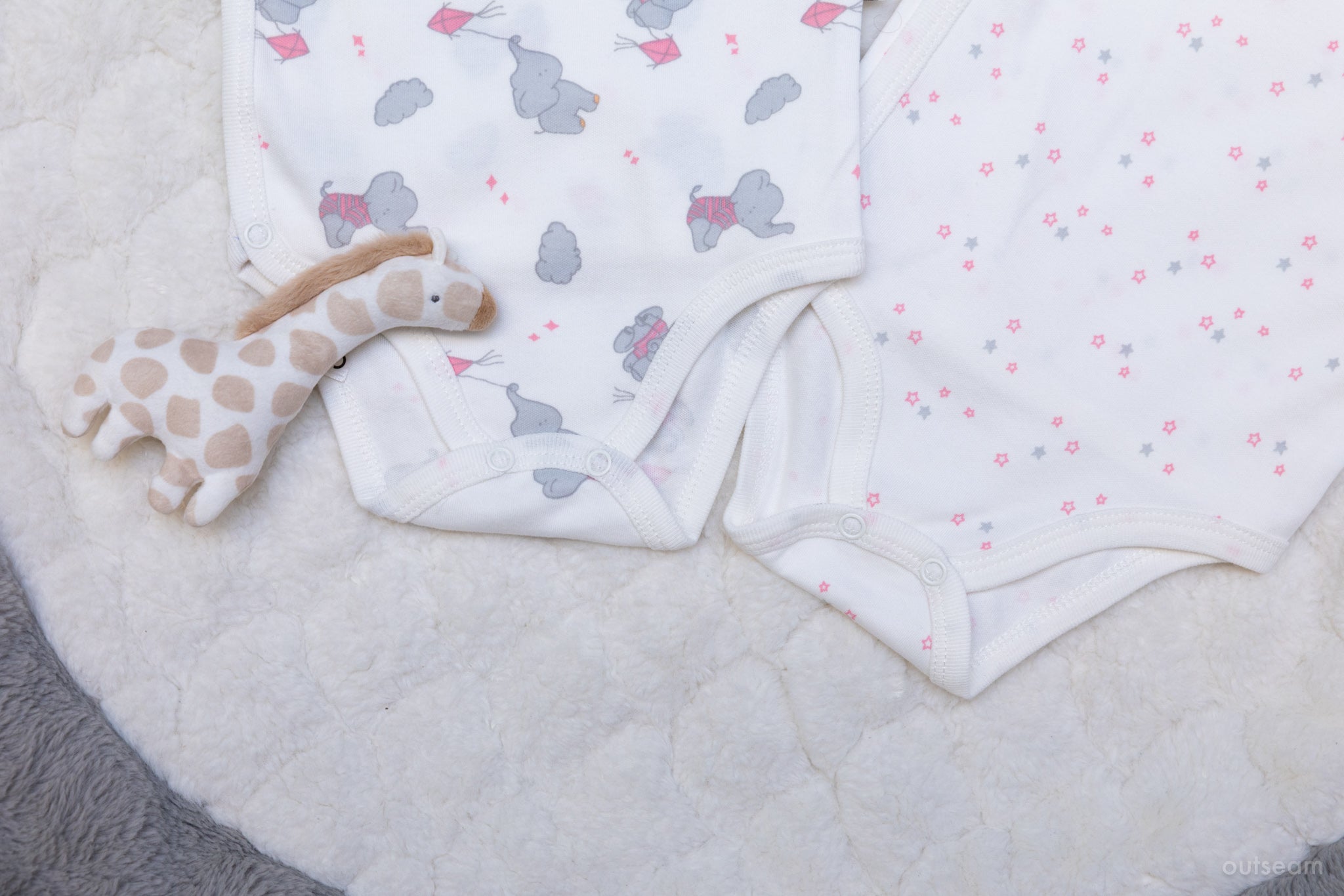 Outseam Bodysuit Set Pink Elephants Stars — detail view 4