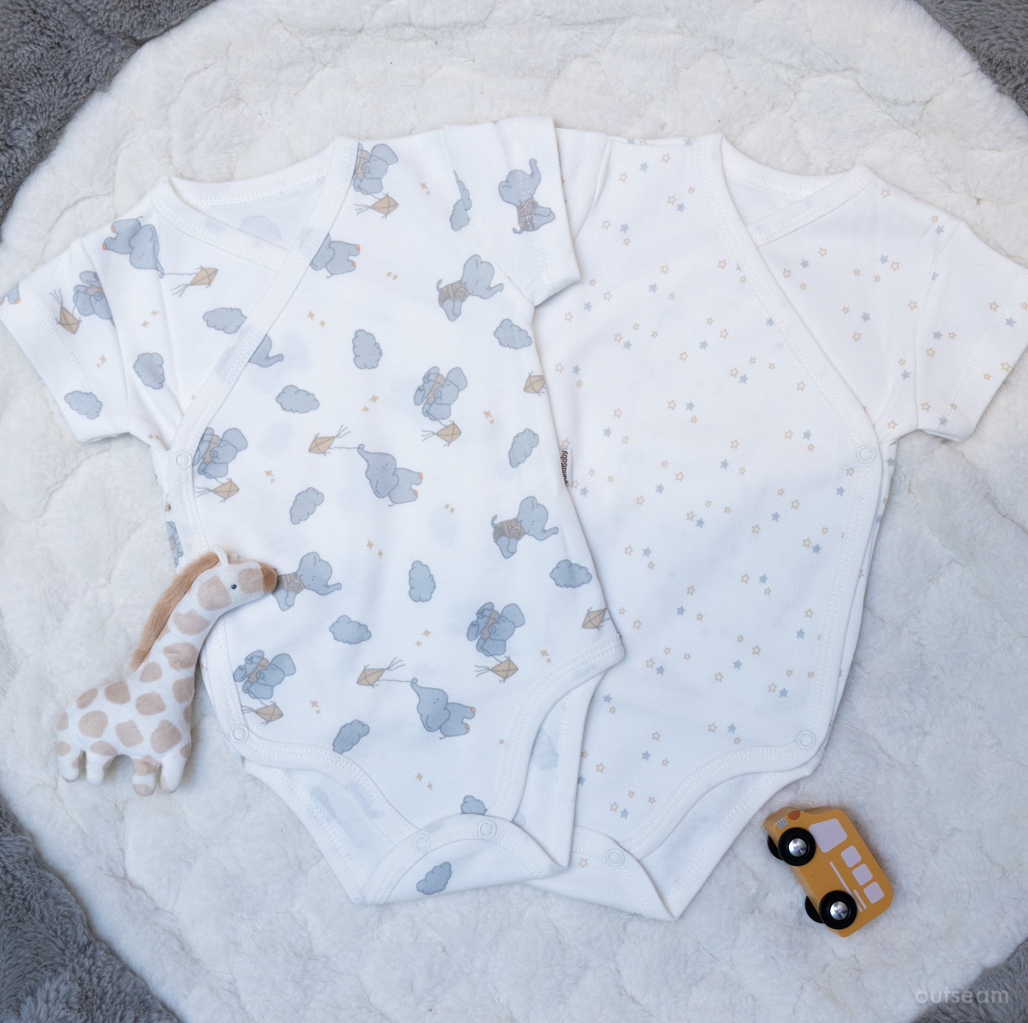 Outseam Bodysuit Set - Brown — soft cotton baby bodysuit set with outward seams