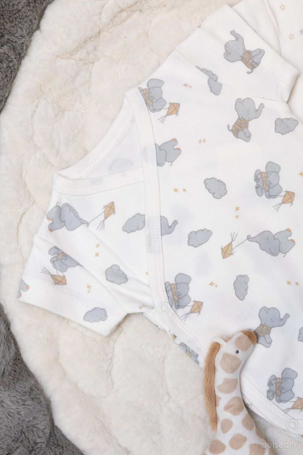 Outseam Bodysuit Set Brown Elephants Stars — detail view 2